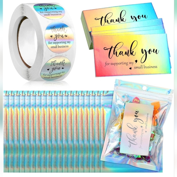 Other - Holographic 620 Piece Thank You Stickers and Cards Set, New In Plastic.